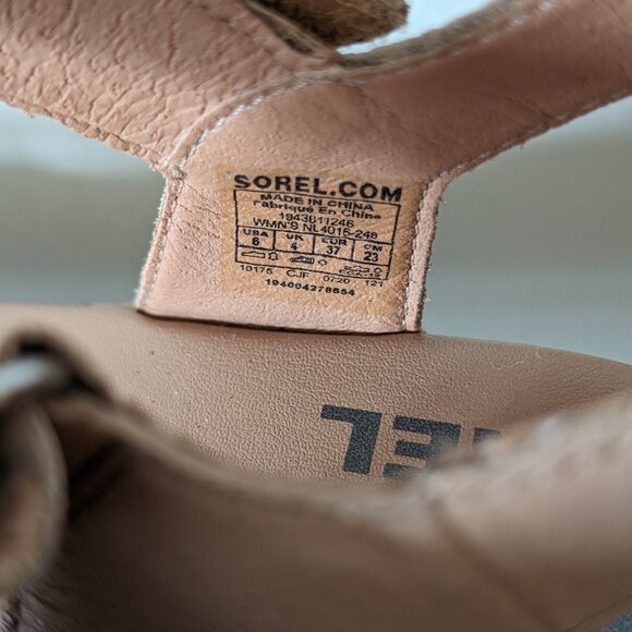 SOREL CAMERON FLATFORM WEDGE SANDAL HONEST BEIGE - Size 6 - Picture 8 of 9